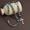 Catholic Rosary Brown Blue Acrylic Pearl Beads Rosary Catholic Necklace