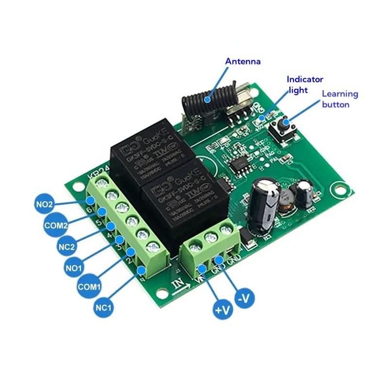 QIACHIP RF Wireless Remote Control Switch 2 Channels 433 MHz