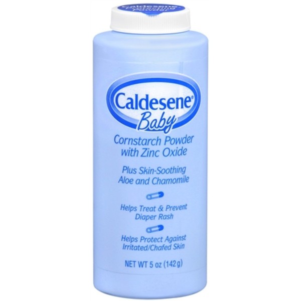 Caldesene Cornstarch Baby Powder with Zinc Oxide, Talc-Free Baby Powder, 5 Oz (4 Pack)