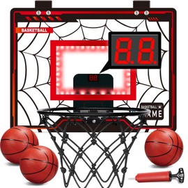 Thusine Toys for Ages 8-13, Basketball Hoop Indoor, Mini Basketball Hoop for Boys and Adults with Cool LED Lights Boys Gifts Basketball Toys Gifts Room Accessories for Teen Boy 8 9 10 11 12