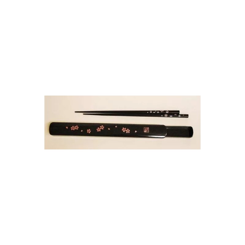 JapanBargain Set of 2 Black Japanese Travel Chopsticks with Case