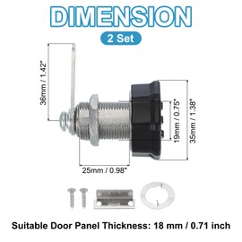 PATIKIL Combination Cam Lock 2 Pcs Zinc Alloy Keyless 3-Digit Password File Cabinet Lock 1" Cylinder Chrome Finish Security Lock with Screw for Drawer Cupboard Black
