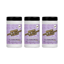 Magic Heavy Duty Cleaning Wipes - Single Sided Hand & Surface Shop Towels | Professional-grade Cleaning | Waterless | Moisturizing | Cleans Grease, Oil, Dirt, & more (3 Pack | 75 Sheets Total)