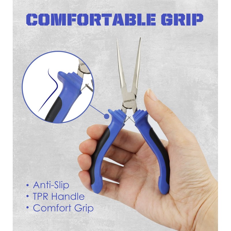 URASISTO 6 pcs Mini Pliers Set - Long, Bent, Needle
