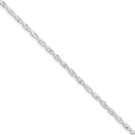 FindingKing Sterling Silver 2mm Singapore Chain Anklet Jewelry 9"