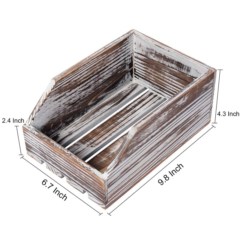 Liry Products Torched Wood Paper Nesting Tray Stackable Document Storage