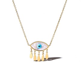 Evil Eye Necklace for Women Gold Vintage Tassel Evil Eye Pendant Necklace Boho Simple Protection Necklace Jewelry Gift