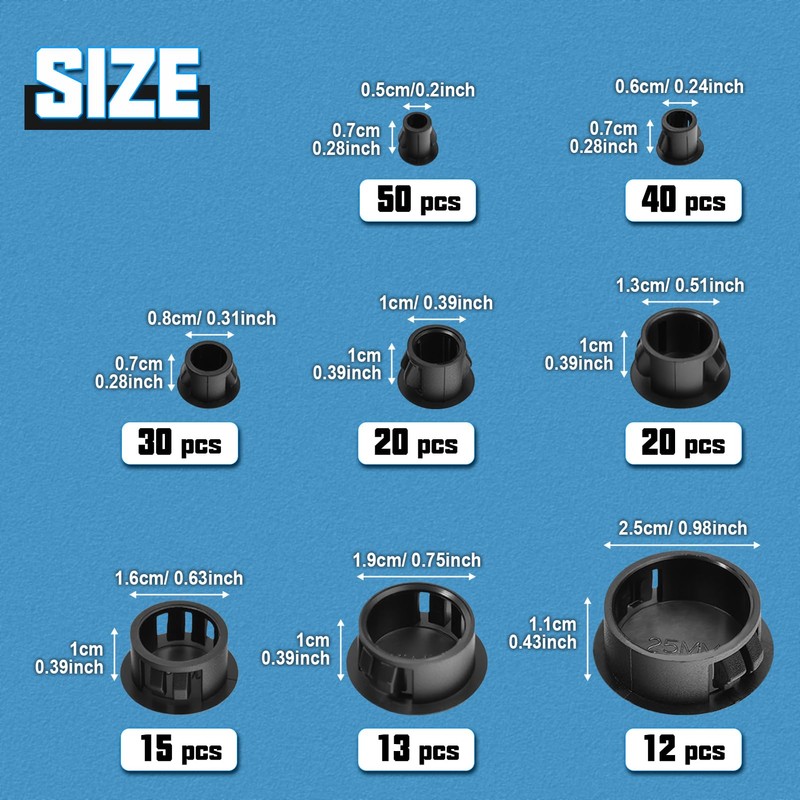 SPEEDWOX 200個セット ホールプラグ プラスチック製穴プラグ ロック穴プラグ 5mm 6mm 8mm 10mm 13mm