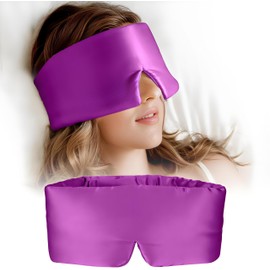 Schlafmaske aus 100 % Maulbeerseide, Augenmaske, Gesichtsumarmung für Damen und Herren, mit verstellbarem Band, für Seitenschläfer, Verdunkelung, Luxus-Schlafmaske für Reisen, Erholung und Büro, Lila