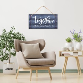 Together Is My Favorite Place To Be Sign, Together Wooden Wall Sign Farmhouse Hanging Wall Plaque Family Wall Art Decor 11.8x5.9 inches
