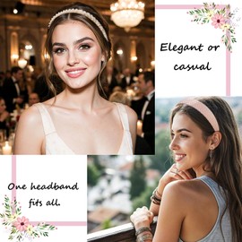 SHEHARUHI 6PCS Non Slip Headbands Set Include Vintage Floral Plaid Wide Headband Cute Pearl and Thin Headband for Women and Girls