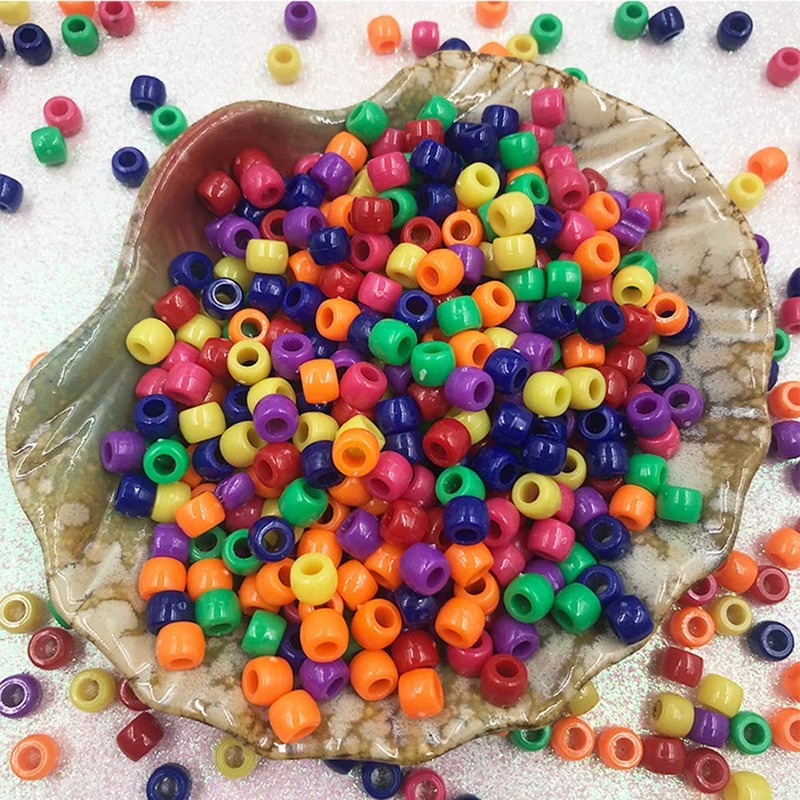 1200 Pcs Pony Beads Bulk, Multicolored Plastic Bracelet Beads Round
