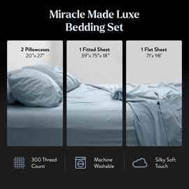 Miracle Made Luxe Soft Cotton Bed Sheet Set, 4-Piece Silver-Infused Cooling Fabric – Lightweight, Hypoallergenic Bedding for Hot Sleepers, King Size, Sage Green