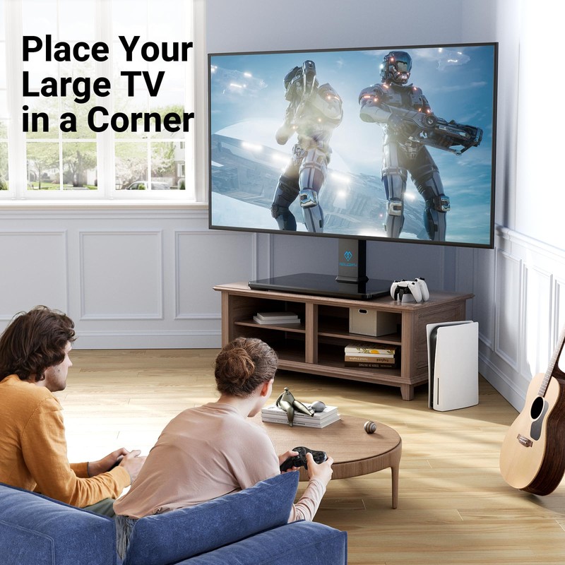 PERLESMITH Universal Swivel TV Stand for 37-77 inch TVs, Table