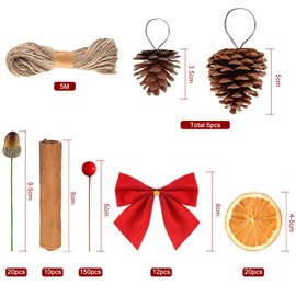 CHRORINE 218 Pcs Christmas Wreath Making Supplies Artificial Berries Acorn Ribbon Bows Wreath Accessories for Xmas Tree Wreath Craft Party Decor