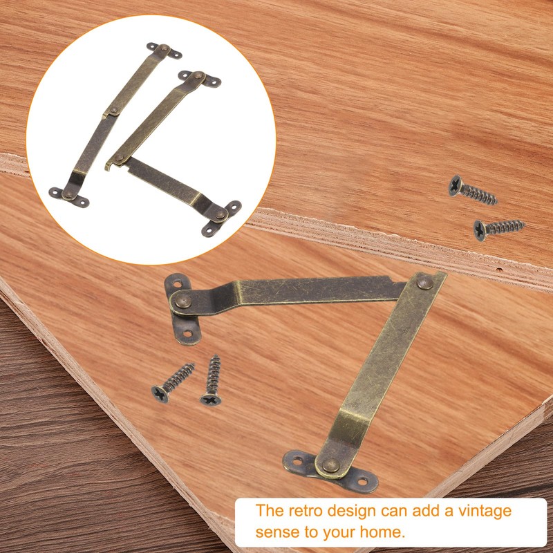 sourcing map 2 Pcs Lid Folding Support Hinges, Iron 180