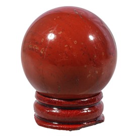 Loveliome 40 mm Red Jasper Healing Crystal Ball, Home Decoration Fengshui Divination Sphere with Wood Stand
