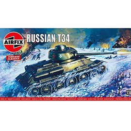 Airfix Model Tank - A01316V Russian T34, Plastic Model Kits for Adults & Kids 14+, 1:76 Scale, Skill Level 2, WW2 Theme Military Models, World War 2 Tanks