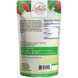 Red Raspberry Leaf Tea - 100% Alkaline and Organic - 15 Unbleached/Chemical-Free Tea Bags - Caffeine-Free, No GMO