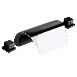 Roman Tub Faucet Waterfall Tub Filler | Deck Mount Brass Faucet | 3-Hole with 2 Handles | High Flow, Anti-Corrosion, Modern Design