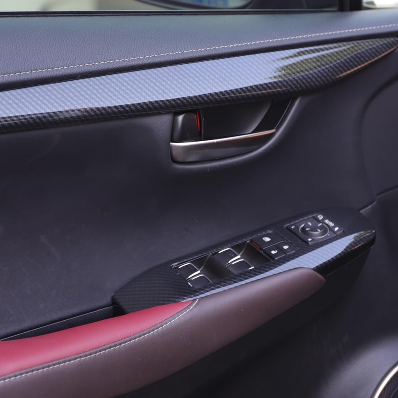 Red Black Carbon Fiber Pattern Interior Accessories Door Window Lock