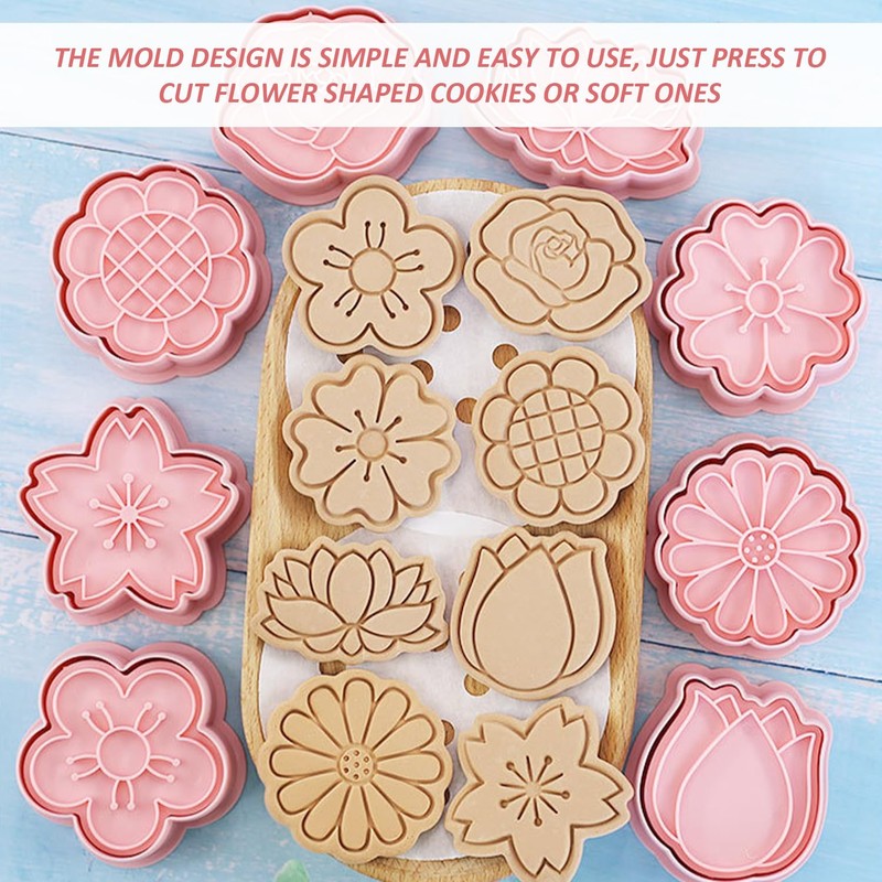 8 Pieces Flower Molds, Flower Shape Cookie Cutters, Fondant Cutters,