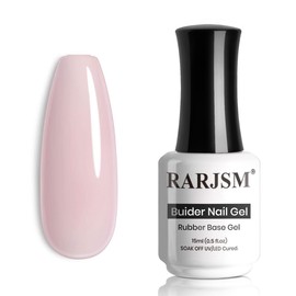 RARJSM Rubber Base Gel Light Pink Sheer Rubber Base Coat Gel Nail Polish Transparente Pink for Nails French Manicure ExtendGel Soak Off UV LED Curing Requires Single Bottle 15ml Salon Home DIY Use