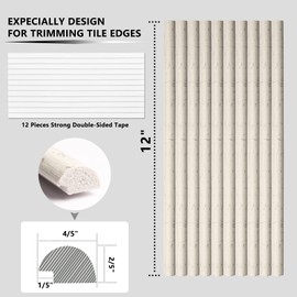 STICKGOO 10-Pack Wall Molding Trim, 12" Tile Edge Trim for Peel and Stick Backsplash Tile, Tile Edge Decorative Liner Comes with 12 Pieces Strong Double-Sided Tape