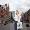 HOLLP Alphabet Shopping Bag A/C/J/K/M/S/T/N/B/L/R Letter Initial Tote Bag (Tote