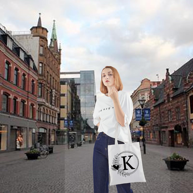 HOLLP Alphabet Shopping Bag A/C/J/K/M/S/T/N/B/L/R Letter Initial Tote Bag (Tote