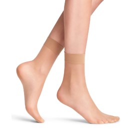FALKE Women Seidenglatt 15 denier socks, 1 pair, UK size 5.5-8 (EU 39-42), Beige, polyamide mix - Sheer ankle socks with subtle sheen, sensitive top band