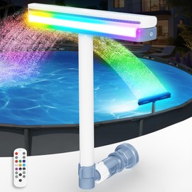 Upgraded Pool Fountain with Remote, Adjustable Waterfall Pool Sprinkler Fountains with Lights, Spray Water Fountains for Above Ground and Inground Pool for Cooling-Purple