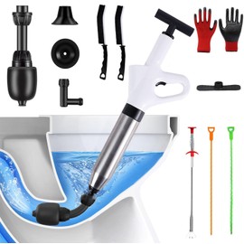 Toilet Plunger Clog Remover, Heavy Duty Plungers for Bathroom, Drain Toilet Clog Remover, High Pressure Toilet Unclogger Air Plunger Drain Snake Sink Unclogger Tools for Sink, Floor, Kitchen Clogged