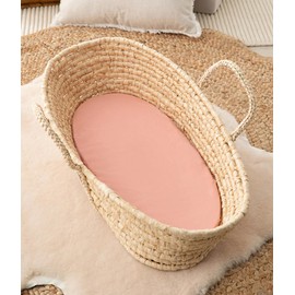 Love To Dream 2-in-1 Waterproof Bassinet Sheet & Mattress Protector | Tencel, Soft Jersey Fabric, Fits Oval & Square Mattresses, Machine Washable, Anti-Bacterial, Quiet Waterproof Backing | Pink