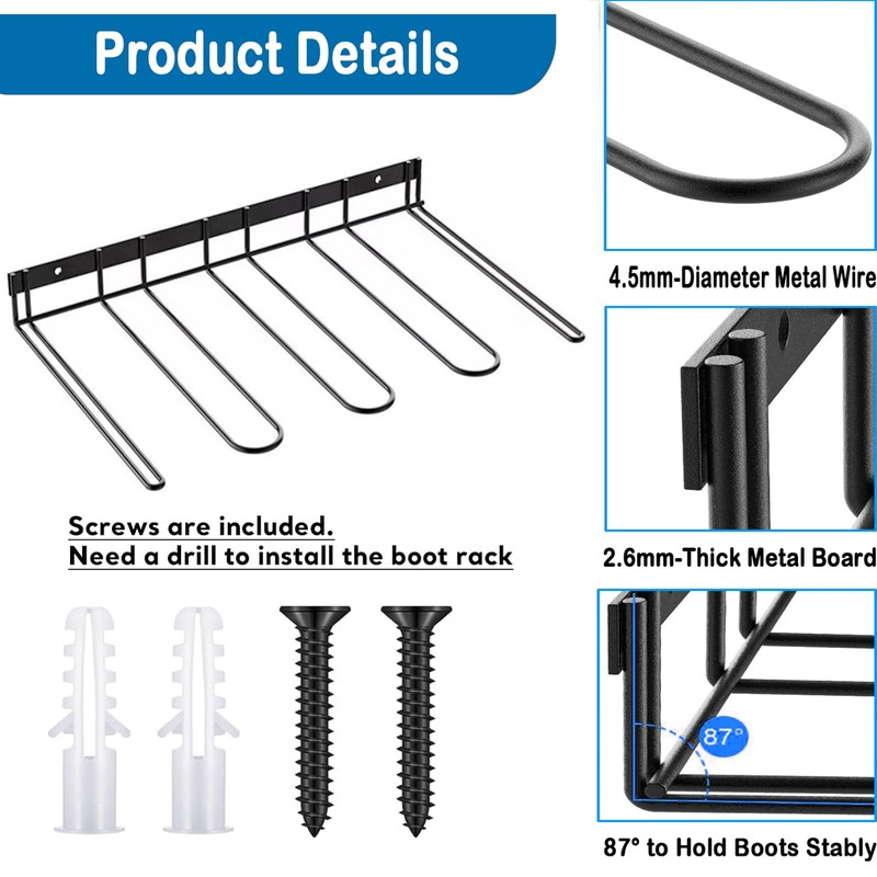 ZJSTRO Boot hangers Wall Mounted Boot Rack,Shoe Dryers for Garage,Boot