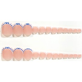 Blue Ditty Dots Glossy Press On Nail Collection - 24 Pieces - Artificial Nail Kit (Blue Ditty Dot, Toenail)