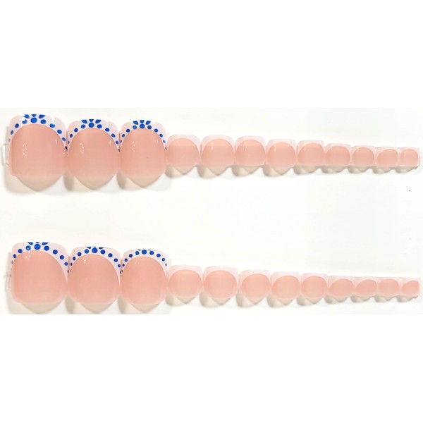 Blue Ditty Dots Glossy Press On Nail Collection - 24