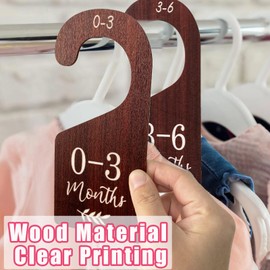 WUXTANGZ Baby Closet Dividers, Hanging Wooden Double-Sided Nursery Decor Closet Dividers for Baby Clothes, Baby Clothes Dividers for Newborn to 24 Months Size Clothes (Brown, 8pcs)