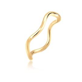 Elli Minimal Geo 0611642116 Ring Waves 925 Silver Gold-Plated, Facet cut, None