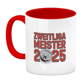 Köln Zweitliga Meister 2025 Kaffeebecher in rot mit Meisterschale der 2. Liga Aufsteiger 2. Liga Aufsteiger Tasse - lustiges Fangeschenk