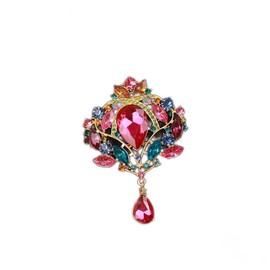 Kercisbeauty Special Rainbow Crystal Gold Brooch for Women Girls Statement Brooch Pin for Special Event Prom Party (Gold, Colorful)