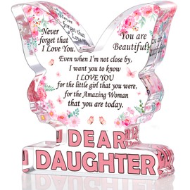 Daughter Birthday Gifts from Mom Dad, Christmas Gifts for Daughter, To My Dear Daughter Gifts Grown Daughter Gift Ideas Adult Daughter Wedding Day Gifts Butterfly Shaped Home Desk Decor Plaque Sign