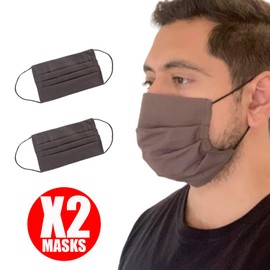 Generise Reusable Face Mask Double Fabric Cotton Face Mask x2 - Pleated for Extra Breathability & Comfort - Washable (Light Brown)