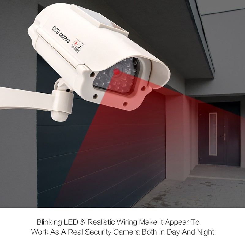 Solar Power Dummy Fake Camera Home Surveillance Simulation Waterproof Monitor