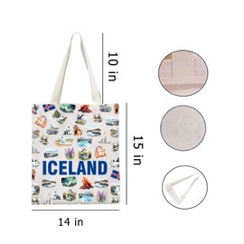 Zuo Bao Iceland Canvas Tote Bag Iceland Travel Gift Icelandic Souvenir Pride Shopping Bag (ICELAND)