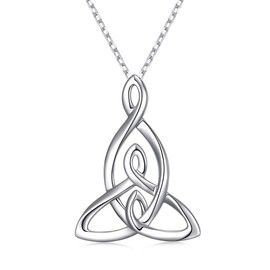 DAOCHONG 925 Sterling Silver Jewellery Mom Children Pendant Mother Daughters Celtic Knot Necklace for Women Mother's Day Christmas Gifts
