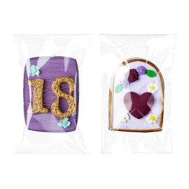 JCXGRVC 100pcs 4x6Inches Clear Cakesicle Bags Cookies Rice KrispieTreat Bags Individually Wrapped Treat Packaging for Soap Browine Chocolate Truffle Candy Gift Wedding Birthday Party Favors