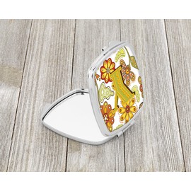 Caroline's Treasures CJ2003-YSCM Letter Y Floral Mustard and Green Compact Mirror Decorative Travel Makeup Mirror for Women Girls Gifts Pocket Makeup Mirror Folding Handheld
