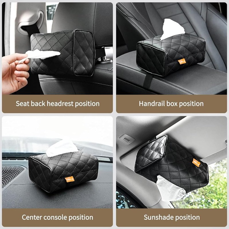 OHAOLYLE Car Tissue Holder,Multifunctional Sun Visor Tissue Box,PU Leather Universal