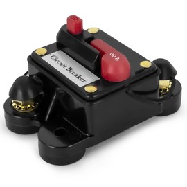 Five Oceans 80 Amps Anchor Windlass Marine Circuit Breaker with Manual Reset Button, 12 Volts, Waterproof IP67, Surface Mount, Easy Installation - FO3294
